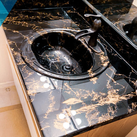 clear marble epoxy sink and counter top