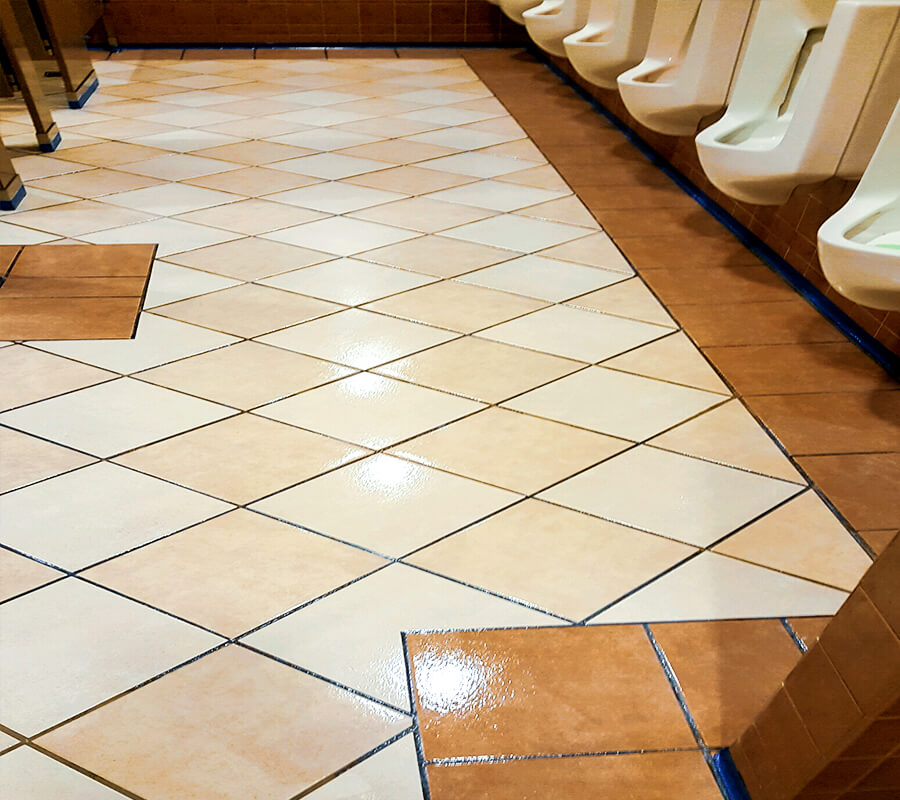 clear tile coating on bathroom floor