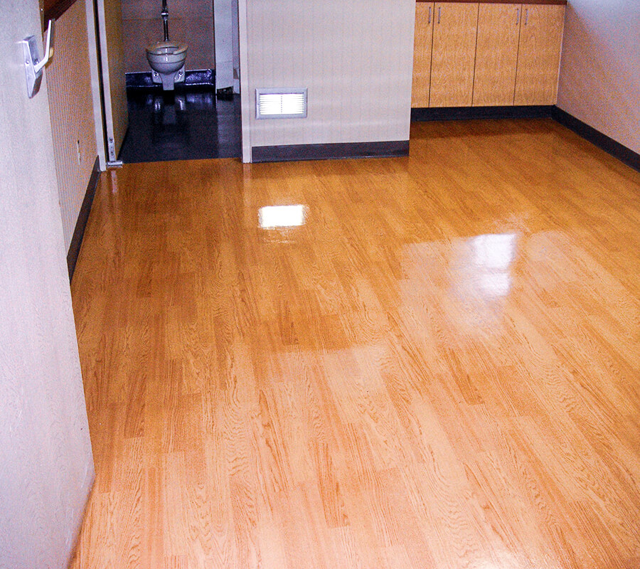 wood floor coating in healthcare facility